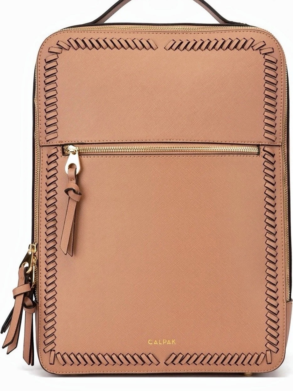 CALPAK Faux Leather Laptop Backpack Walnut